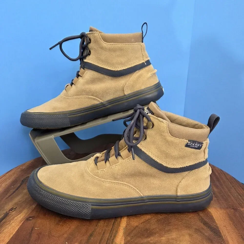 Sperry Striper Storm Sneaker Hightop Tan Suede Men's 8 Water Resistant STS21265